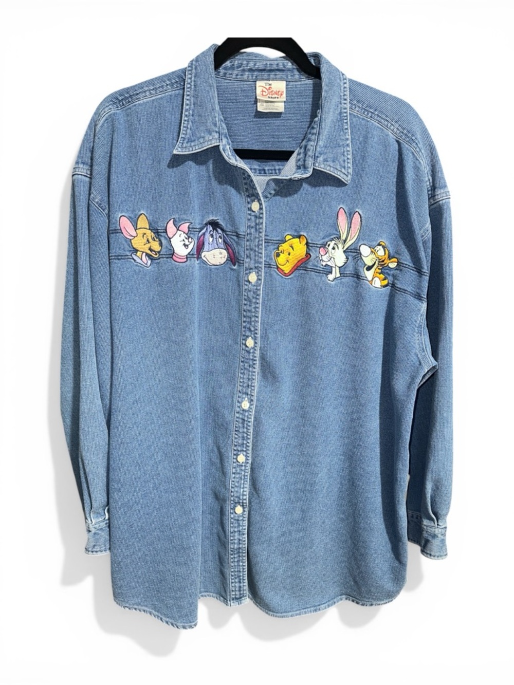 Vintage Disney Winnie the Pooh Denim Shirt -‎ Medium Blue 100% Cotton size XXL